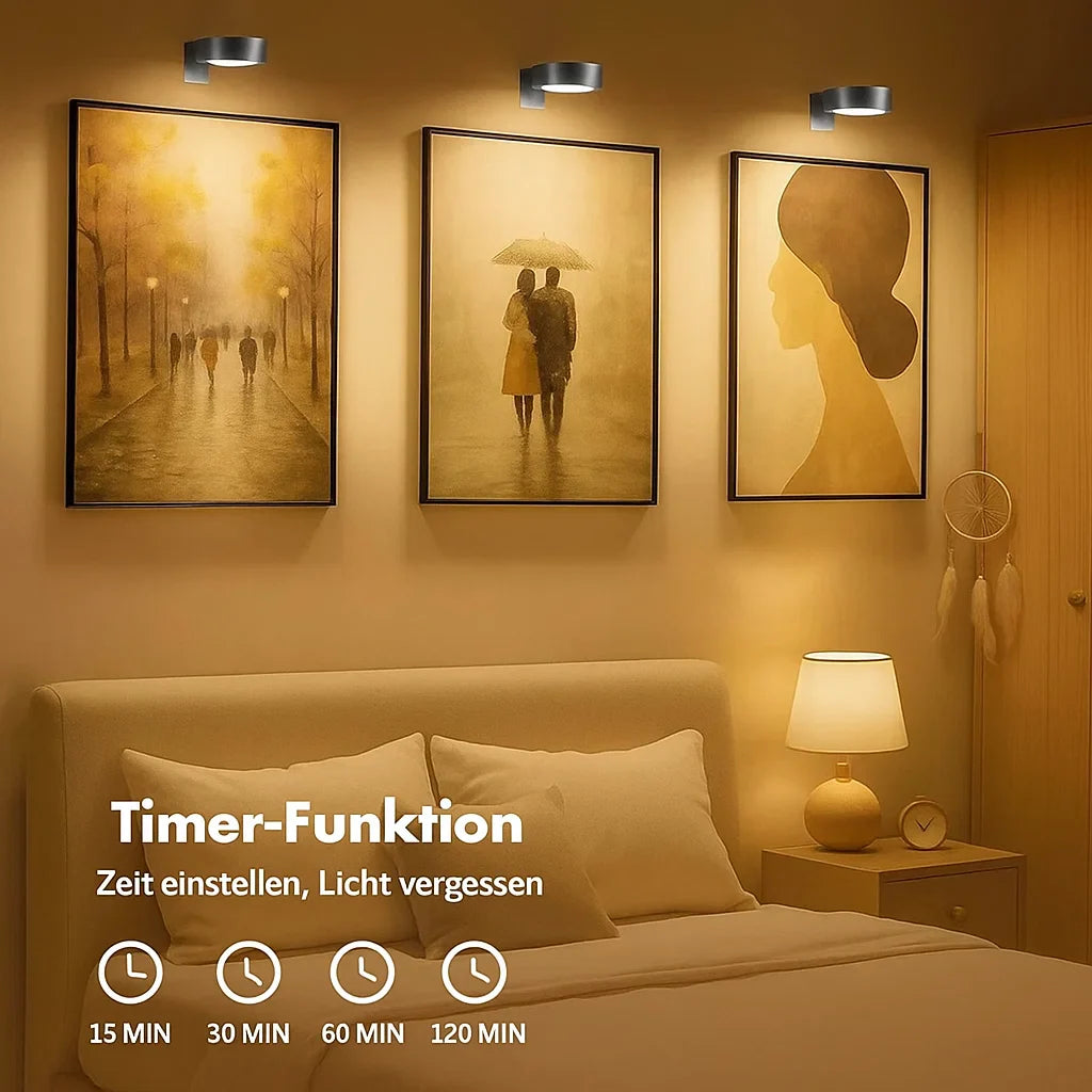 Transform every picture into a work of art – Gallery lighting without drilling & without cables