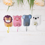 Animal Wall Hooks Set - Self-Adhesive, No-Drill Installation