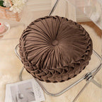 Round Velvet Floor Pillow – Soft Decorative Cushion Coffee