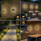 Solar Mandala Garden Light with Projection Patterns