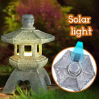 Japanese Solar Pagoda Garden Lantern with LED Light