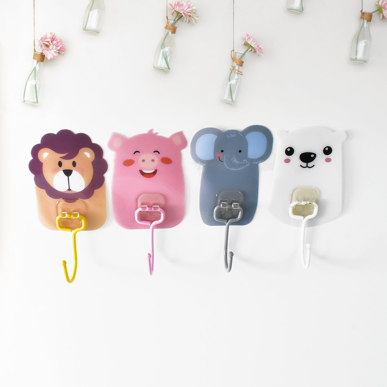 Animal Wall Hooks Set - Self-Adhesive, No-Drill Installation