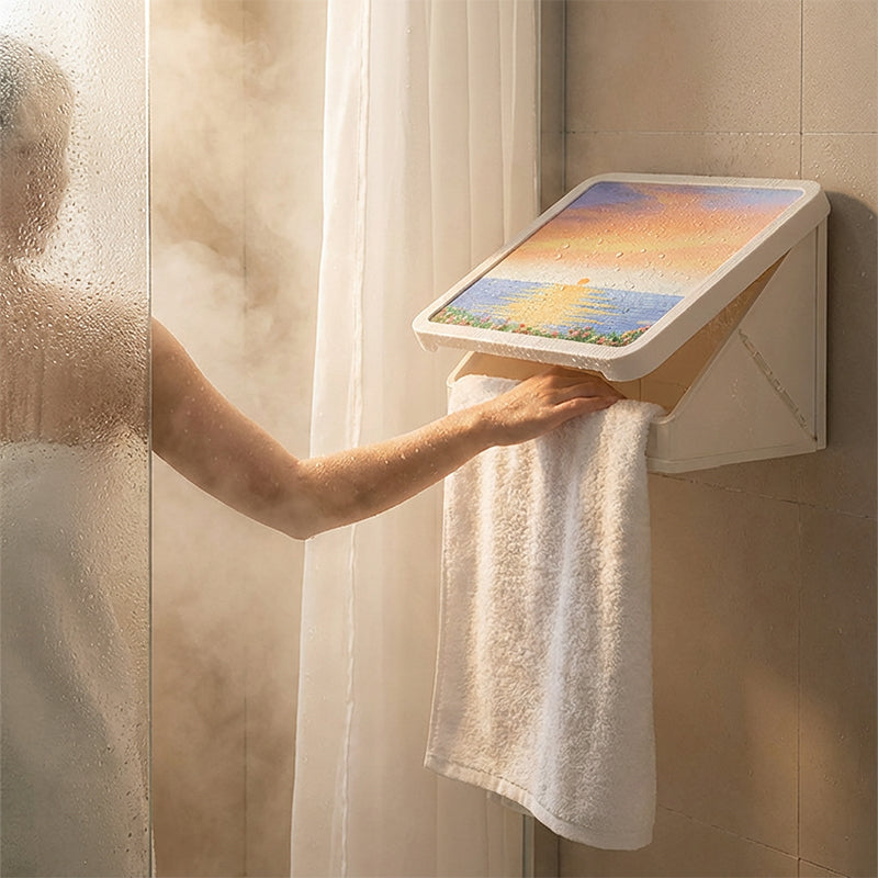 Wall-Mounted Storage Box with Sunset Artwork