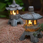 Japanese Solar Pagoda Garden Lantern with LED Light