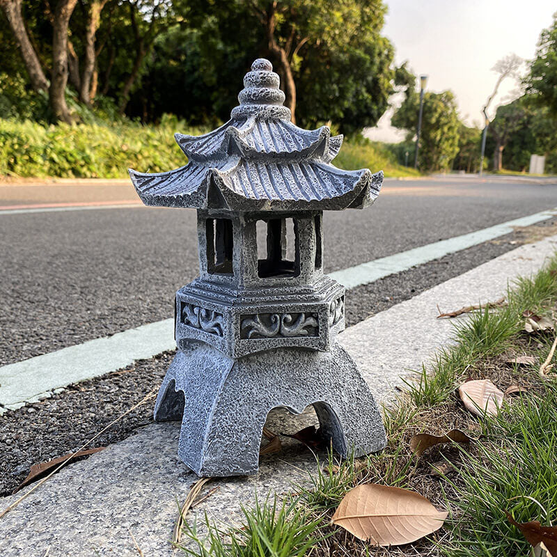 Japanese Solar Pagoda Garden Lantern with LED Light