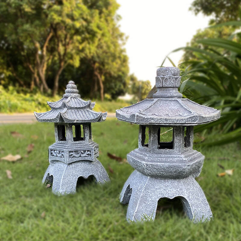 Japanese Solar Pagoda Garden Lantern with LED Light