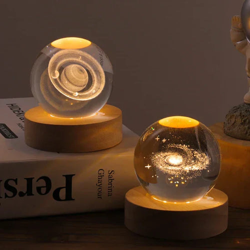 3D Crystal Ball Night Light with LED Base