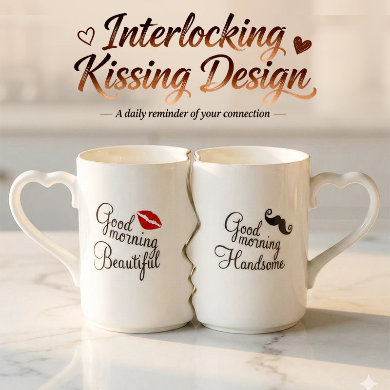 Interlocking Couple Mugs with Heart Handles