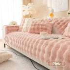 Plush Fleece Sofa Cover with Non-Slip Backing Pink