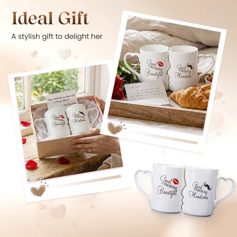 Interlocking Couple Mugs with Heart Handles