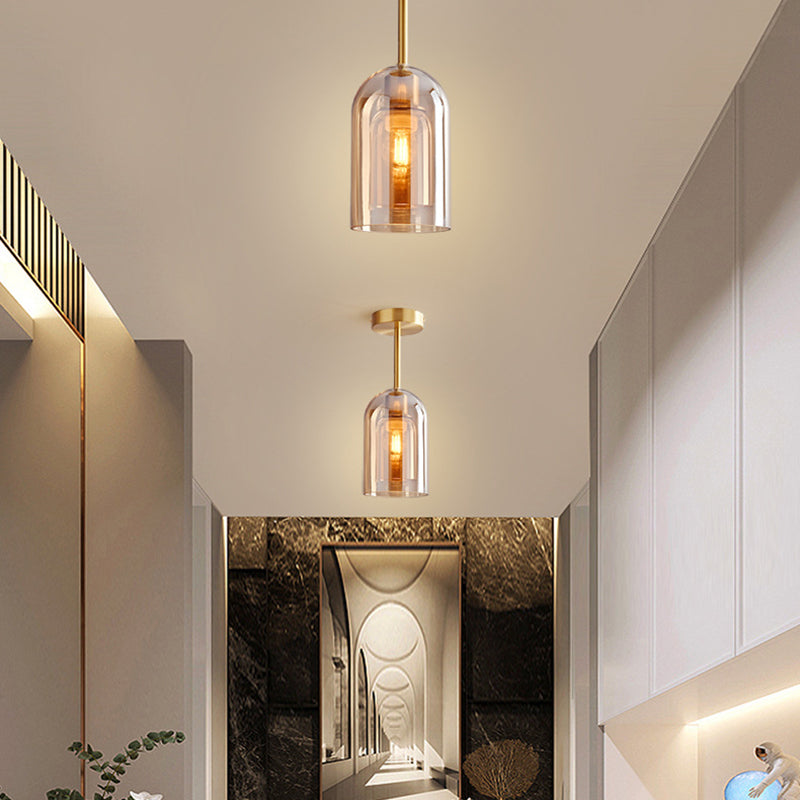 Modern Glass Pendant Light with Copper Finish