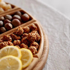 Round Wood Serving Tray with 8 Removable Compartments