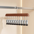 Rotating Multi-Hook Closet Organizer with 360° Swivel Dark walnut 10 clips