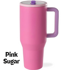 Insulated Travel Mug with Handle and Flip Straw - 40 oz Pink Sugar