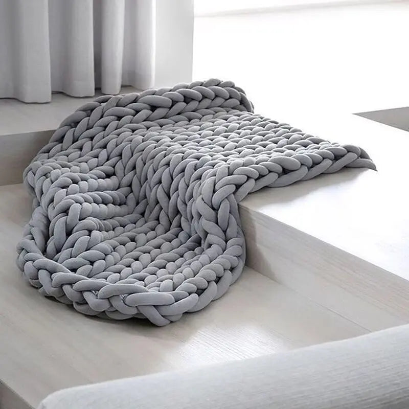 Chunky Knit Weighted Throw Blanket