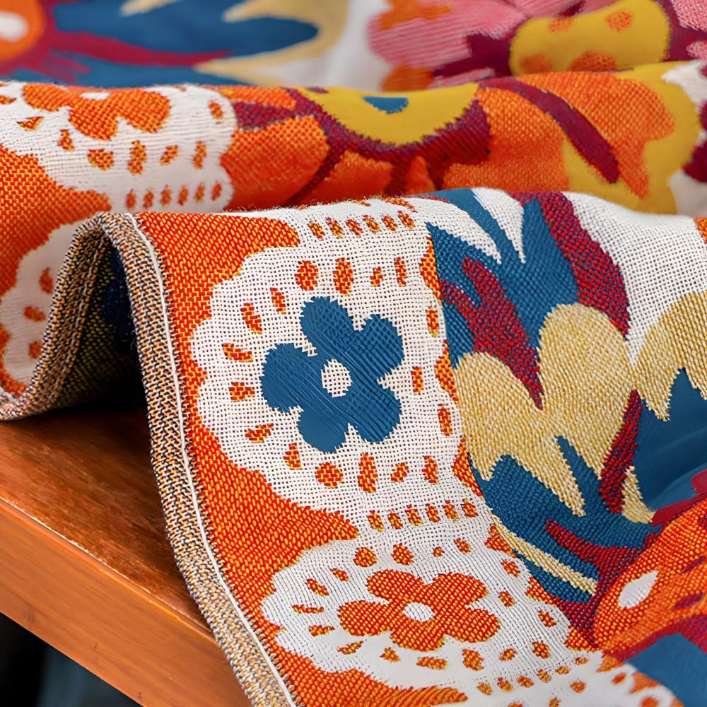 Floral Cotton Bath Towel – Reversible & Quick-Drying