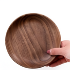 Handcrafted Walnut Wood Serving Plate Dark Large