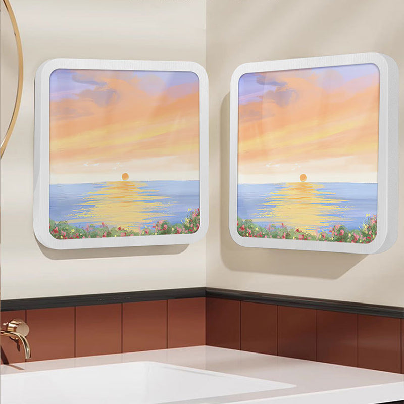 Wall-Mounted Storage Box with Sunset Artwork