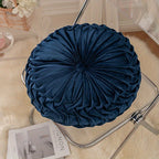 Round Velvet Floor Pillow – Soft Decorative Cushion Dark Blue