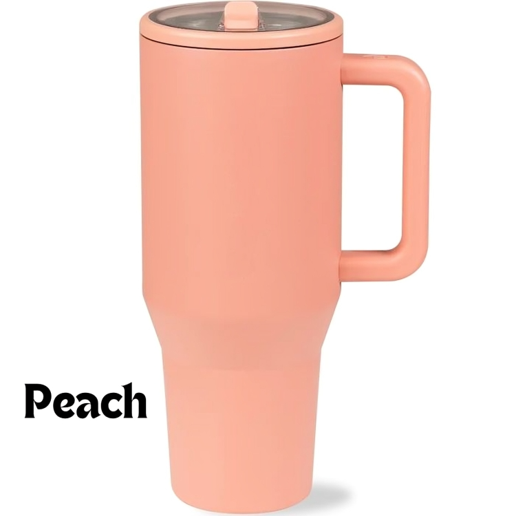 Insulated Travel Mug with Handle and Flip Straw - 40 oz