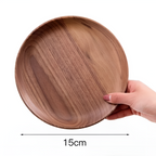 Handcrafted Walnut Wood Serving Plate Dark Medium