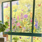 Window Sticker with Flower and Butterfly Motifs