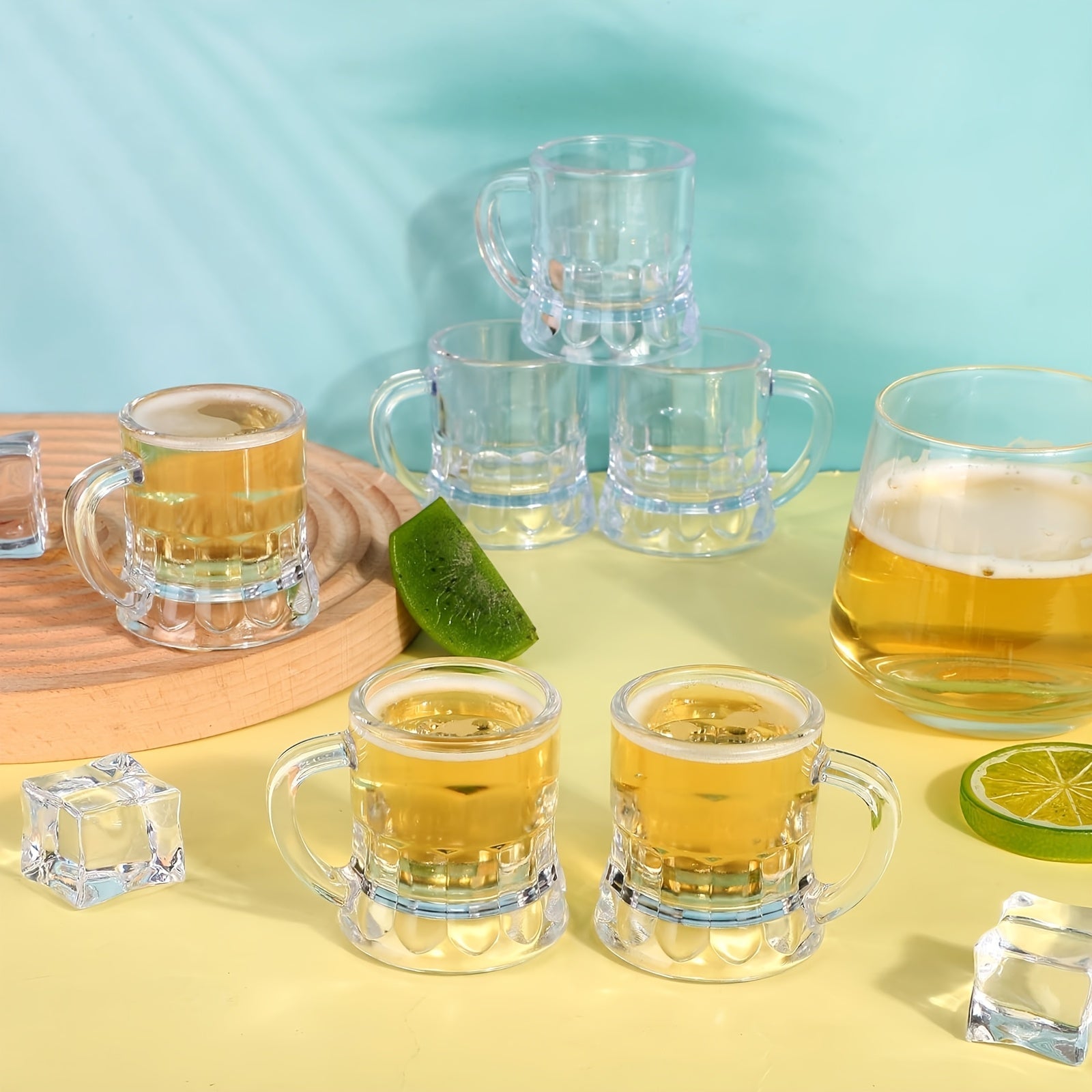 Mini Beer Mugs – Clear Plastic Shot Glasses with Handles