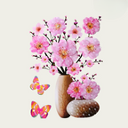 Flower Wall Stickers with Butterflies – Self-Adhesive Room Decoration