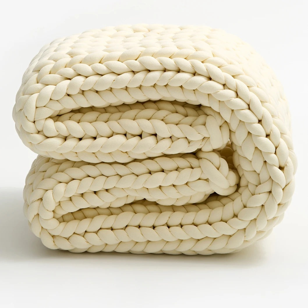 Chunky Knit Weighted Throw Blanket