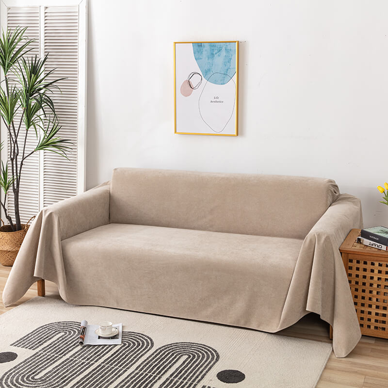 Waterproof Sofa Throw Cover with Jacquard Edge Khaki
