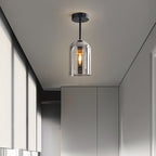 Modern Glass Pendant Light with Copper Finish Gray Pendant Light