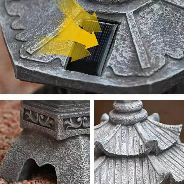 Japanese Solar Pagoda Garden Lantern with LED Light