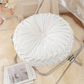 Round Velvet Floor Pillow – Soft Decorative Cushion White
