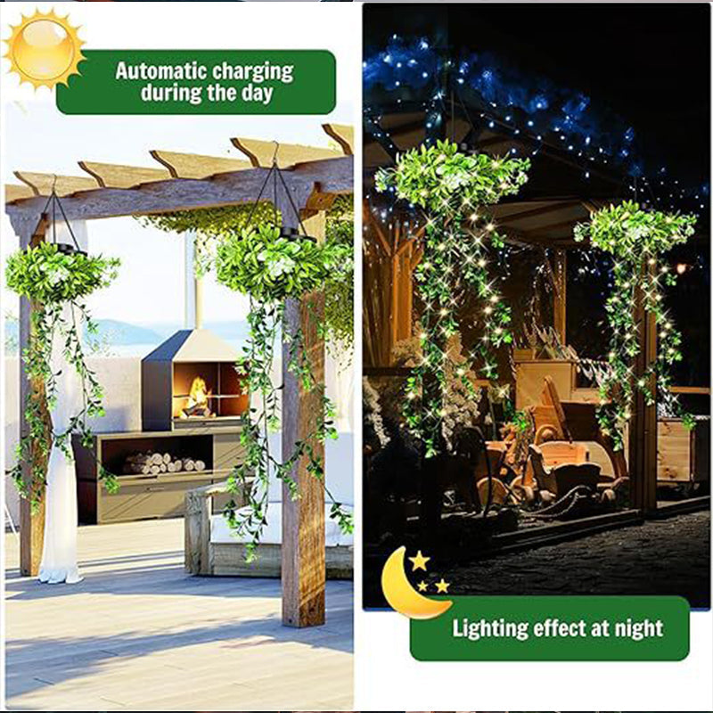 Solar Ivy Hanging Planter with LED Lights