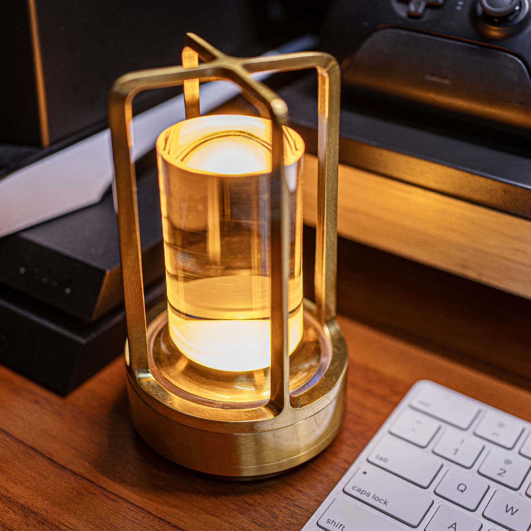 Modern Crystal Lantern with Touch Control Gold