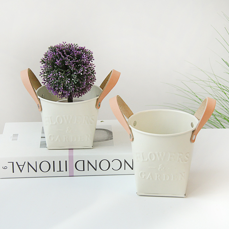 Garden Planters with Leather Handles