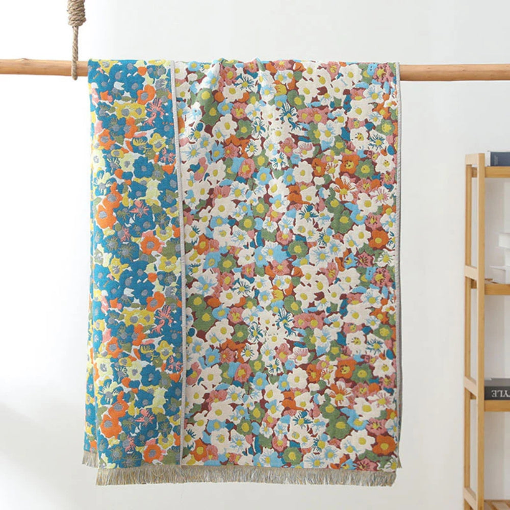 Floral Reversible Bath Towel with Colorful Print
