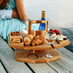 Bamboo Wine & Cheese Board with Bottle Holder