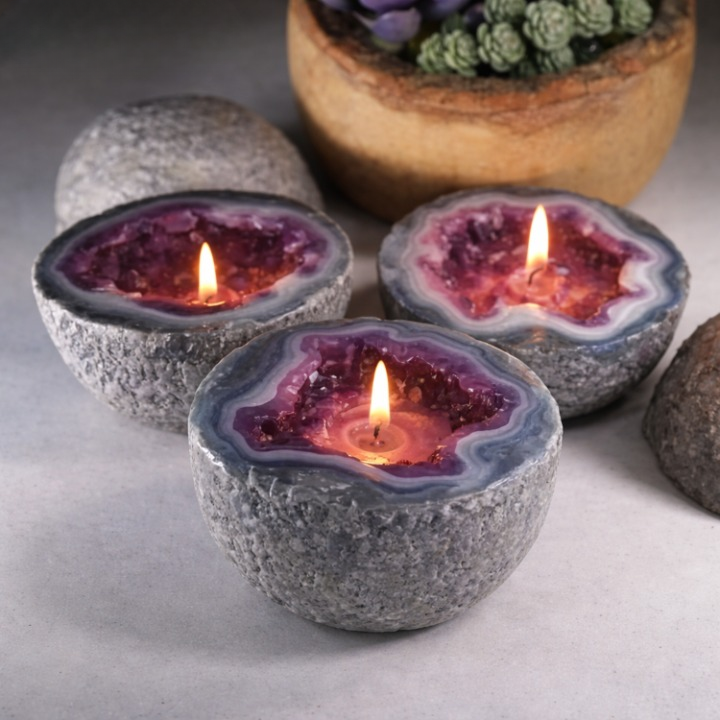 Crystal Agate Candle – Natural Stone Design