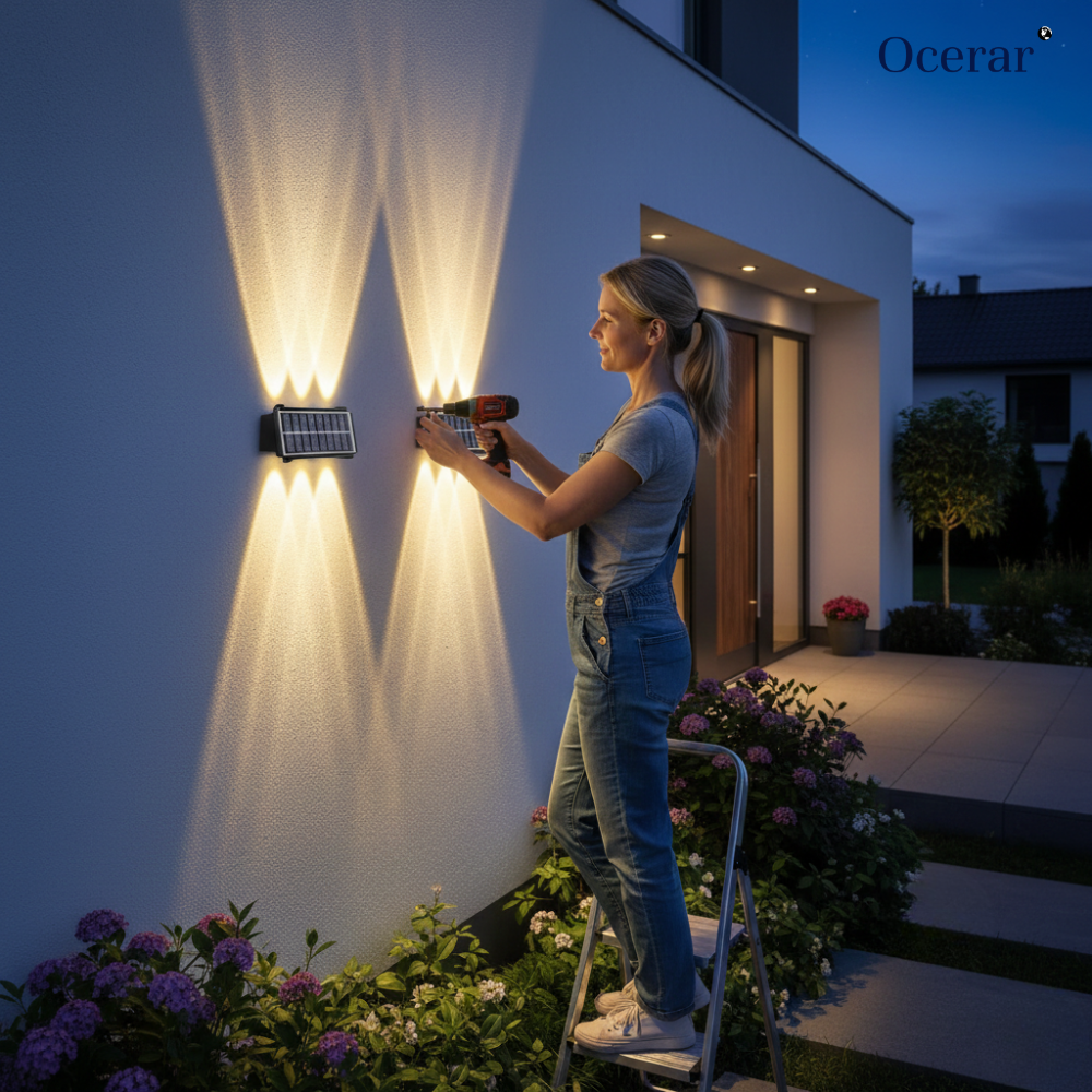 Solar Wall Light with Motion Sensor – Automatic Outdoor Lighting Warm light