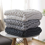 Chunky Knit Weighted Throw Blanket