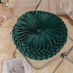 Round Velvet Floor Pillow – Soft Decorative Cushion Dark Green
