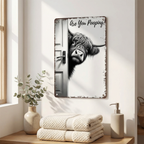 Bathroom Wall Sign with Vintage Metal Finish