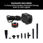 Submersible Fountain Pump with 12 LED Lights
