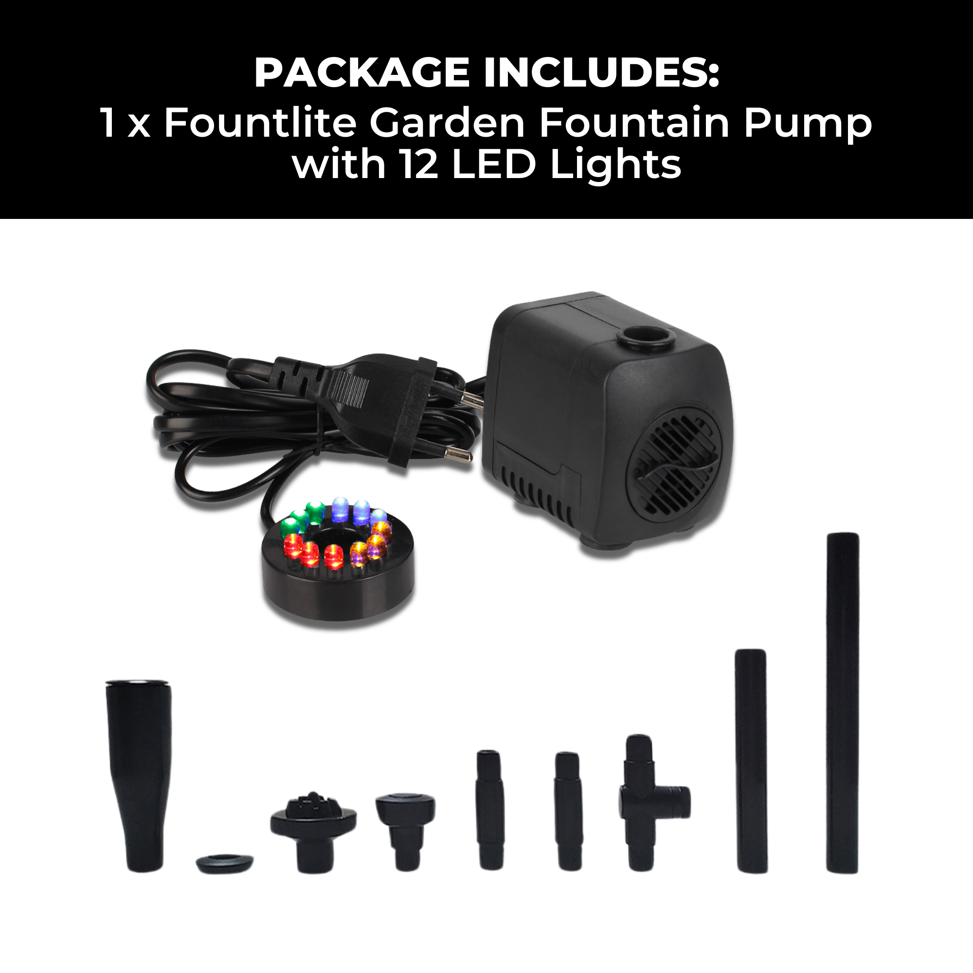Submersible Fountain Pump with 12 LED Lights
