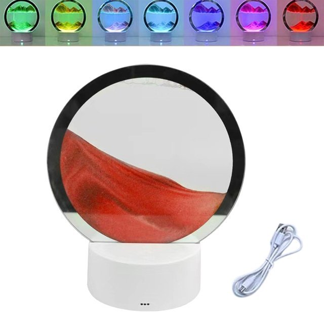LED Sand Art Lamp with Color Changing Light Red