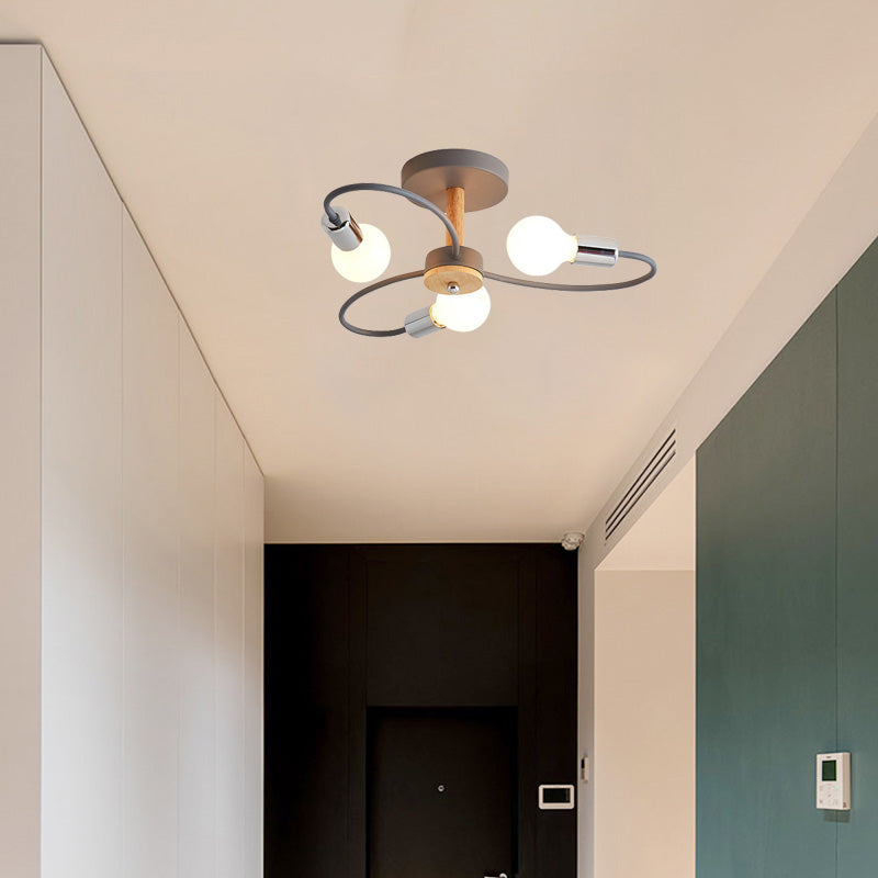 Modern Metal Ceiling Light with Curved Arms