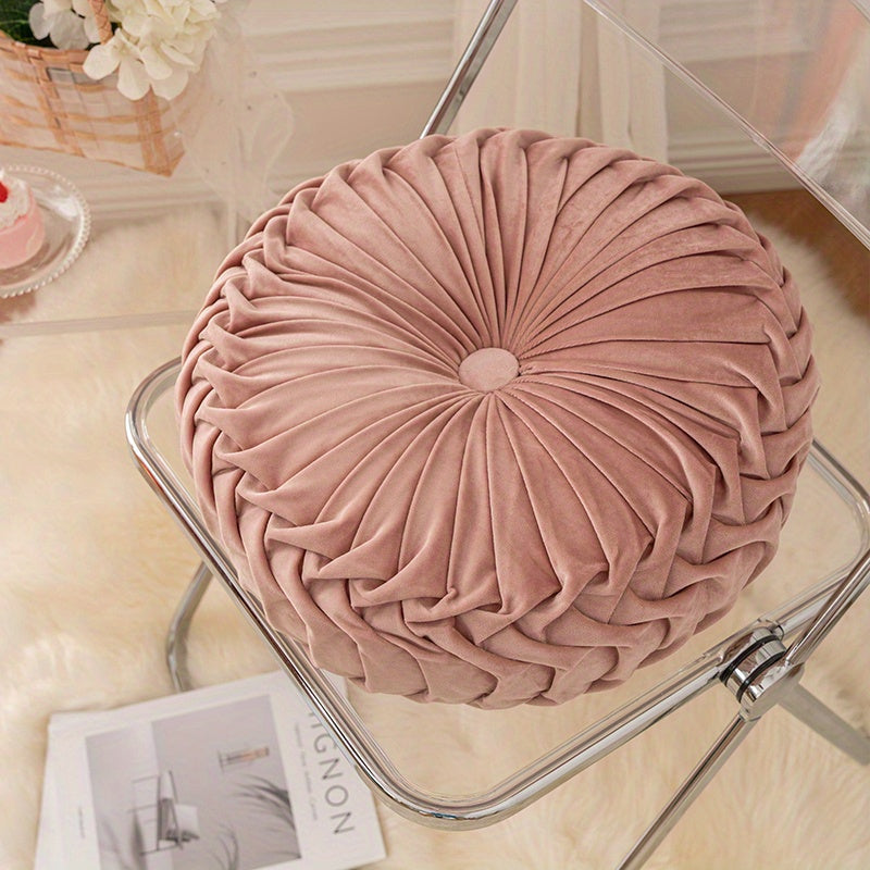 Round Velvet Floor Pillow – Soft Decorative Cushion Pink