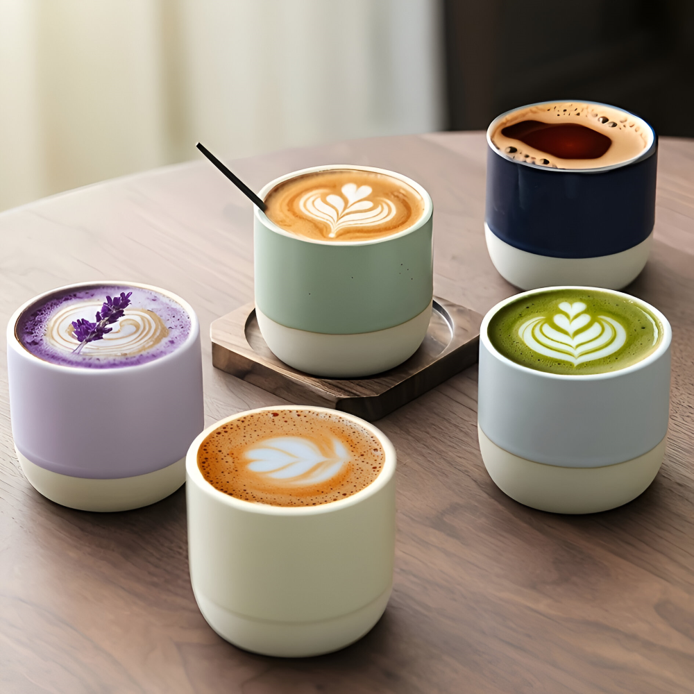 Ceramic Coffee Mug Set with Modern Two-Tone Design