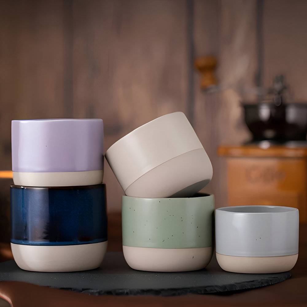Ceramic Coffee Mug Set with Modern Two-Tone Design
